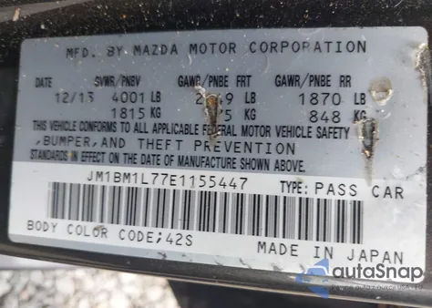 2014 Mazda Mazda3 I Touring z USA, uszkodzony, nr VIN JM1BM1L77E1155447